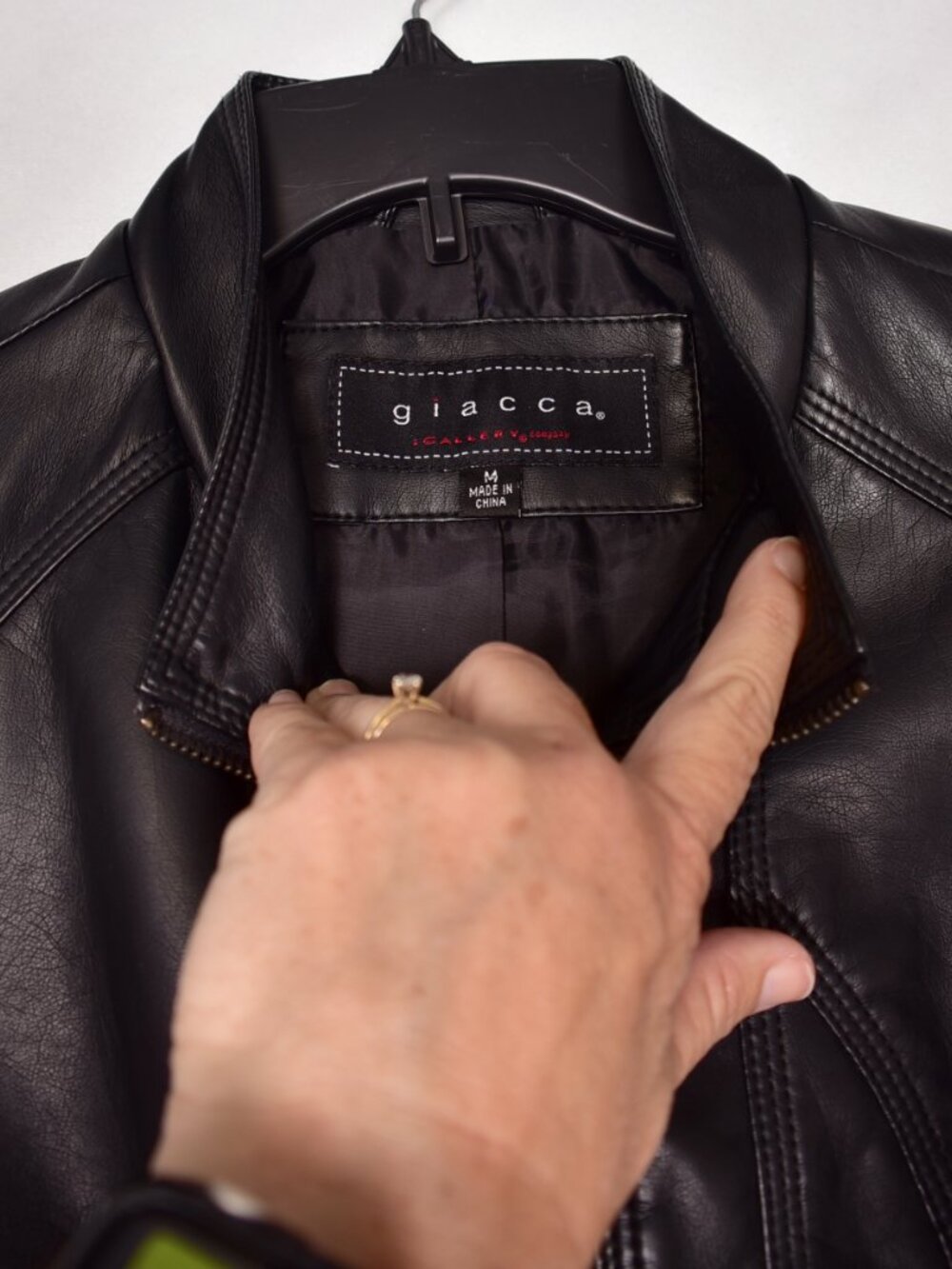 Giacca Faux Leather Women's Jacket Size Medium - Picture 5 of 11
